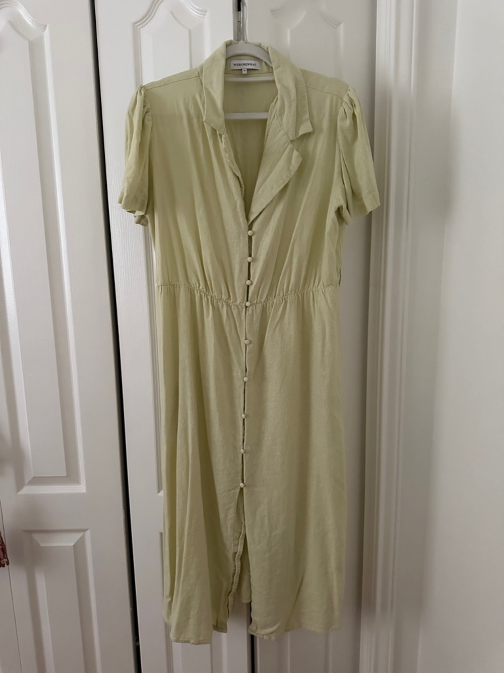WeWoreWhat Pale Sage Button-Front Midi Dress